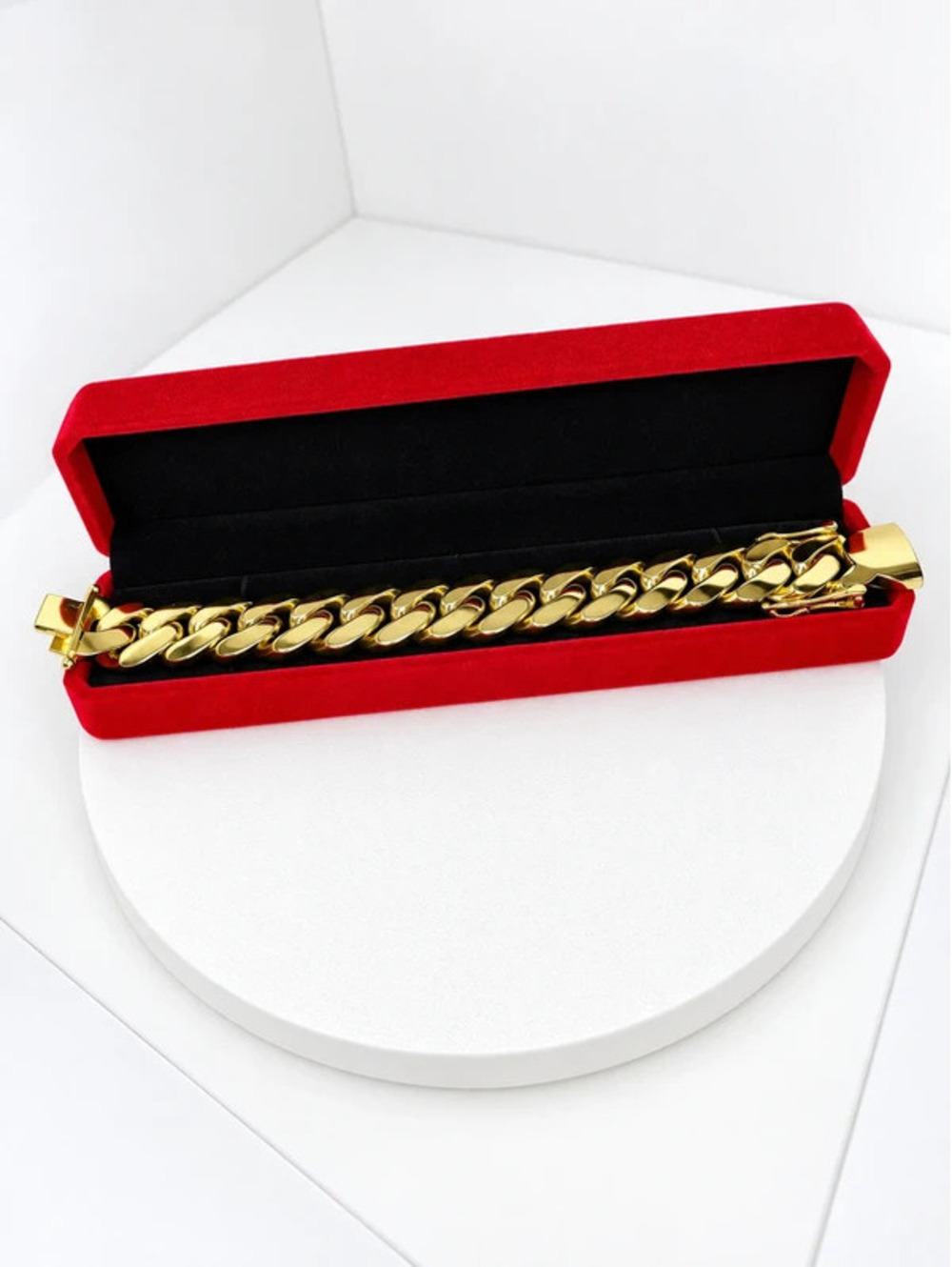 #858  Heavy 22mm Gold-Tone Cuban Link Bracelet 8.5" Statement Jewelry
